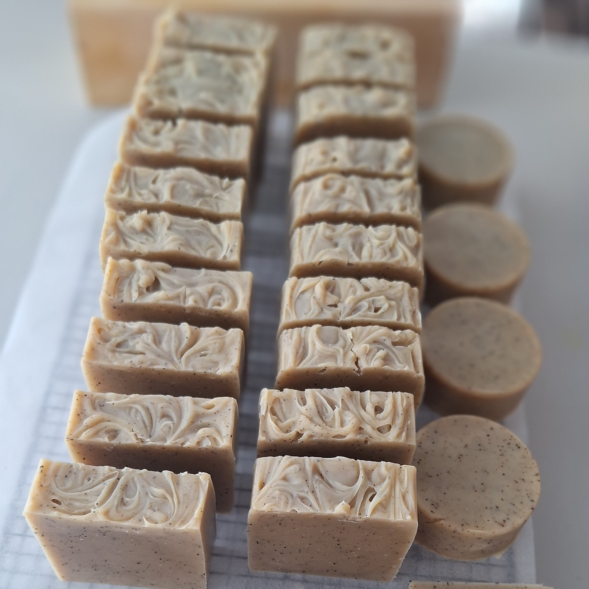 Coffee break soap with exfoliating coffee grounds