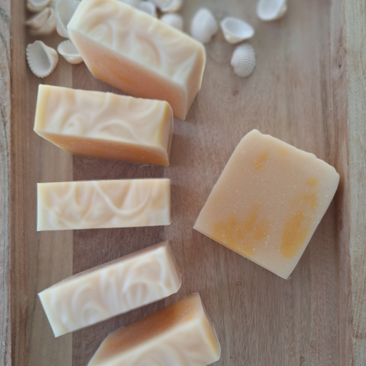 handmade citrus soap with yellow colout