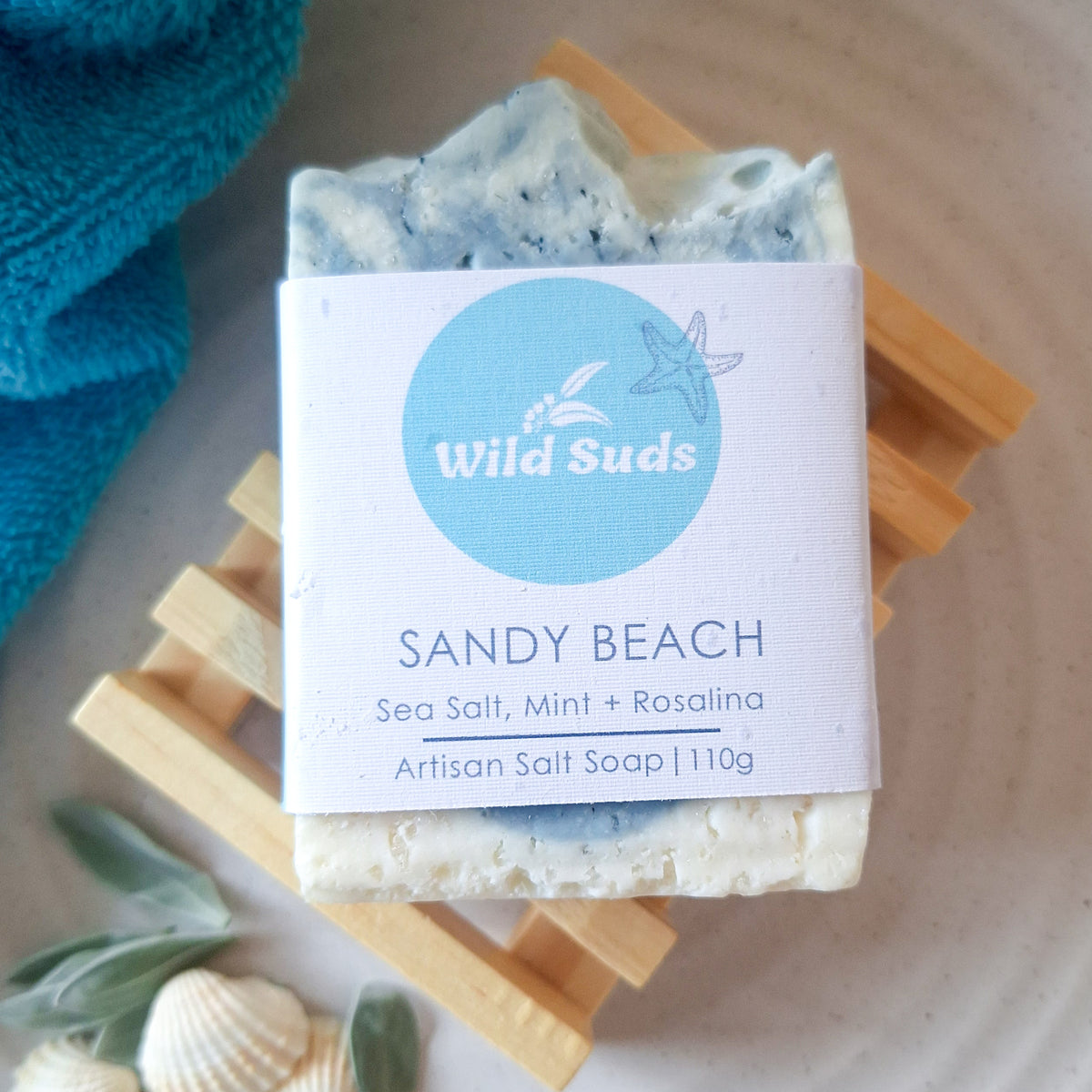 Sandy Beach - Natural Sea Salt Soap Bar | Peppermint +  Rosalina